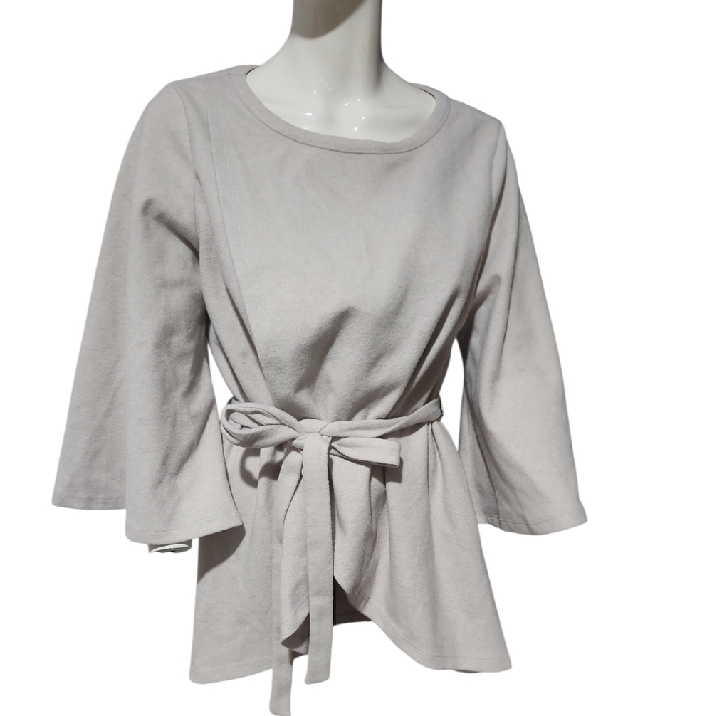 Anthropologie Doe & Rae Women's Cream Tie-Waist Blouse